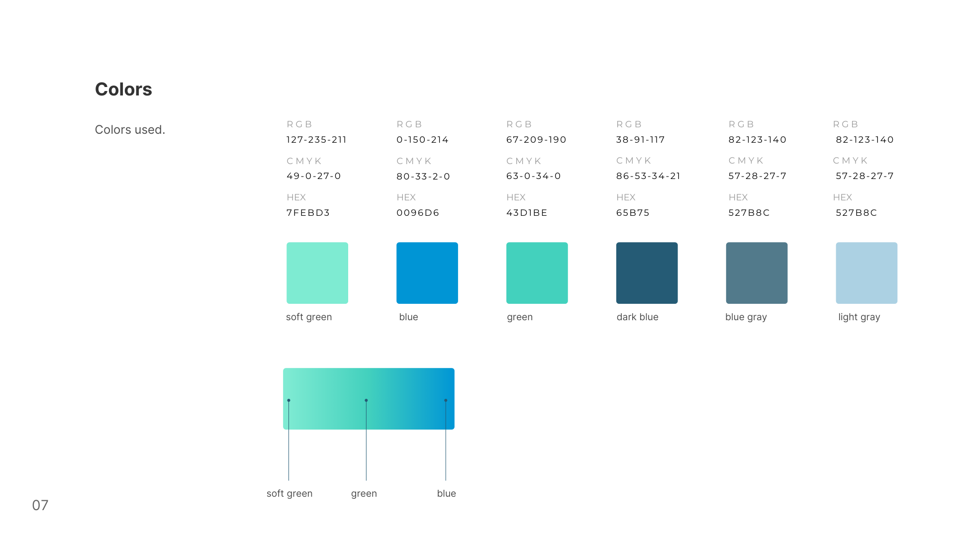 Colour palette, as delivered in the manual