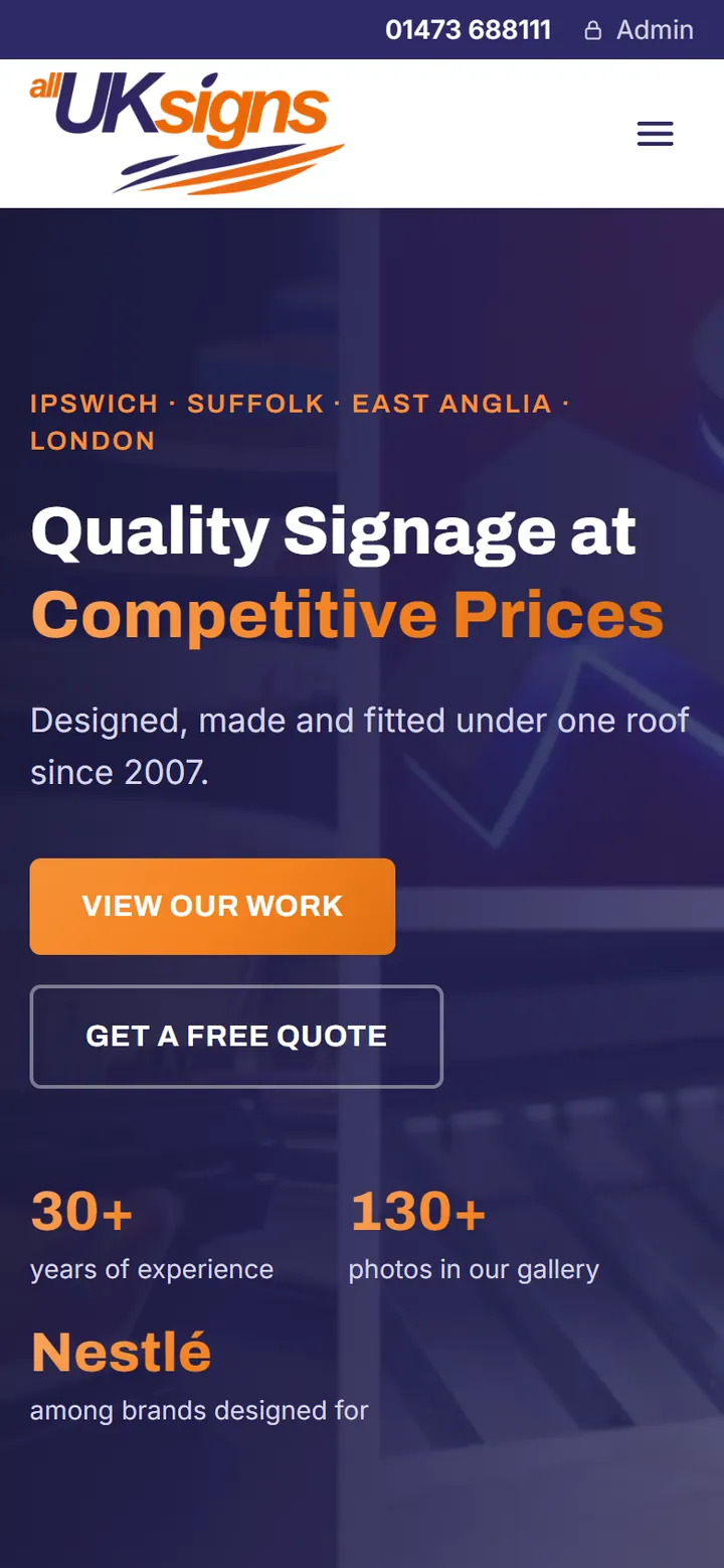 All UK Signs — the same site on a phone