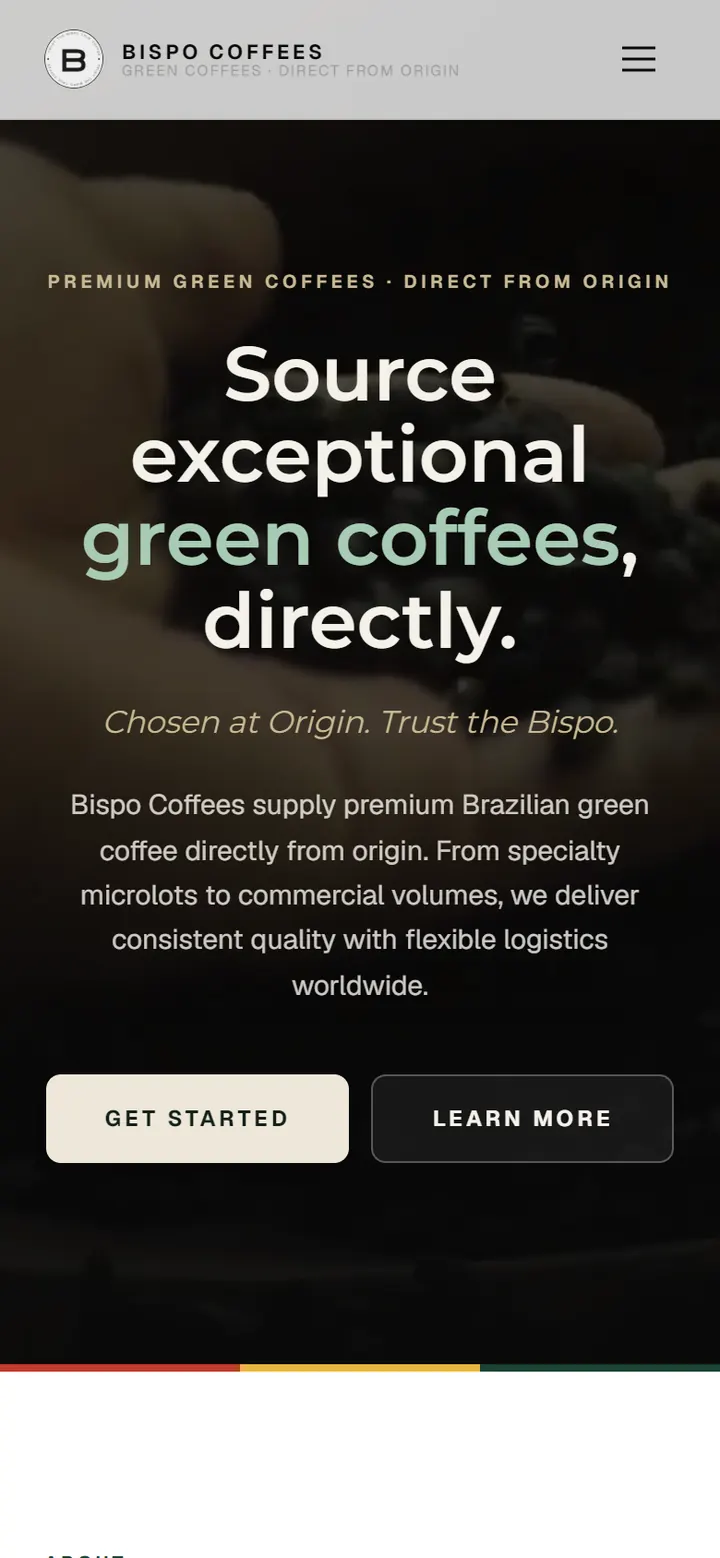 Bispo Coffees — the same site on a phone