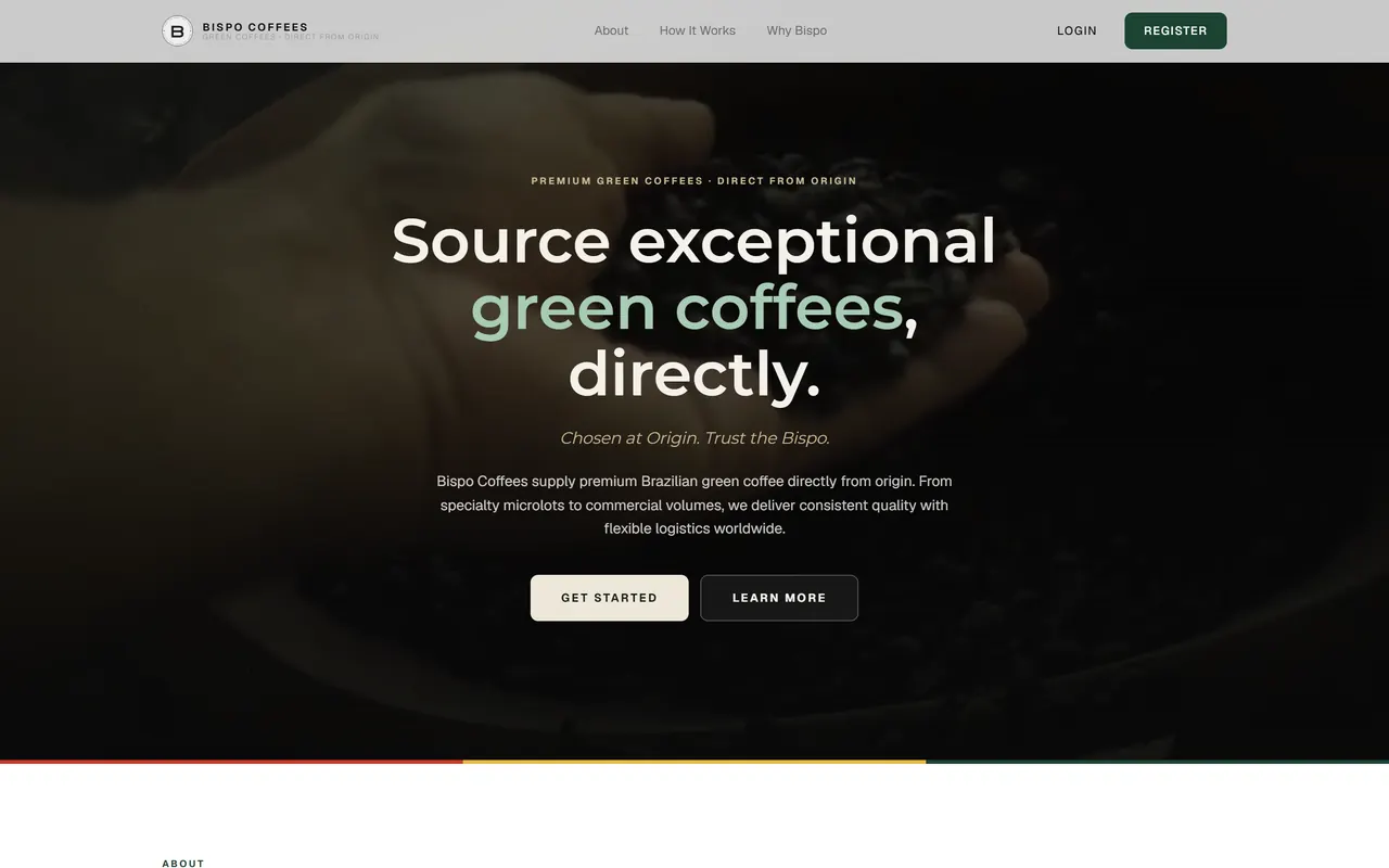 Bispo Coffees — the site on a computer